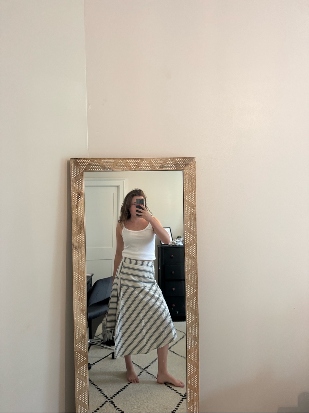 Who What Wear Black and White Asymmetrical Stripe Skirt